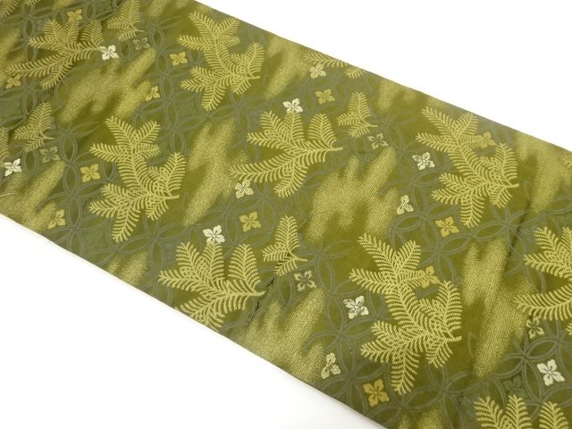 JAPANESE KIMONO / ANTIQUE MARU OBI / SILK / WOVEN PINE NEEDLE